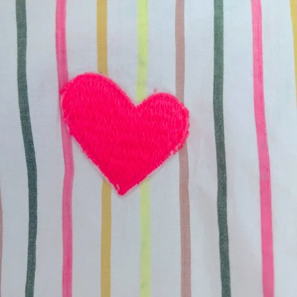 Kerri Rosenthal Pia Button Down Multistripe Shirt With Graphic Heart Size M - Picture 5 of 10